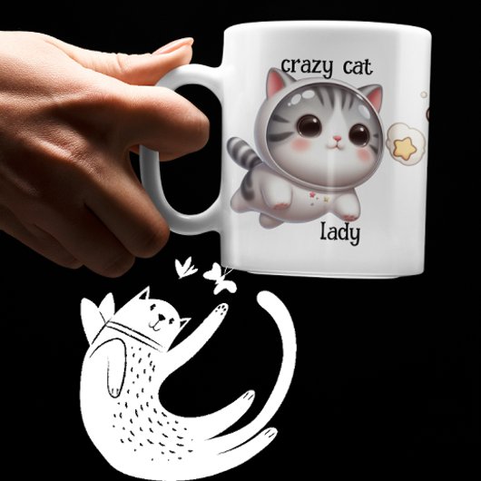 Niedliche Crazy Cat Lady Niedlich Space Cat auf Ro Tasse