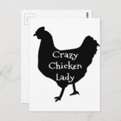 Niedliche Crazy Chicken Lady Silhouette Postkarte (Vorne/Hinten)