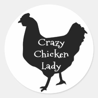 Niedliche Crazy Chicken Lady Silhouette Runder Aufkleber