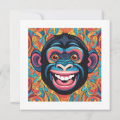 Niedliche Crazy Funny Schimpanzee Flachcard (Vorderseite)