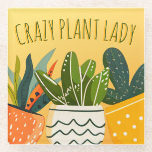 Niedliche Crazy Pflanze Lady Boho Töpfe Pflanze Glasuntersetzer