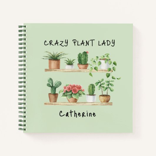 Niedliche Crazy Pflanze Lady Wasserfarbe Pflanze C Notizblock (Vorderseite)