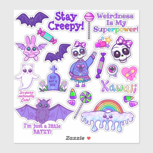 Niedliche Creepy Kawaii Notebook- und Locker-Aufkl Aufkleber (Blatt)