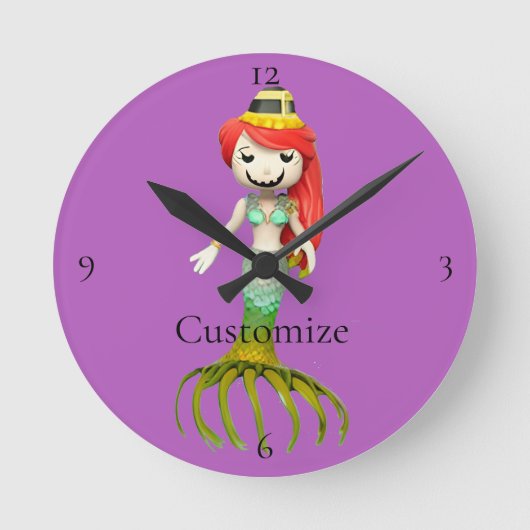 Niedliche Creepy Mermaid Hexe Thunder_Cove Runde Wanduhr (Vorderseite)