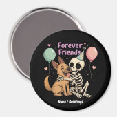 Niedliche Creepy Skeleton Hugging German Shepherd Magnet (Vorderseite/Rückseite)