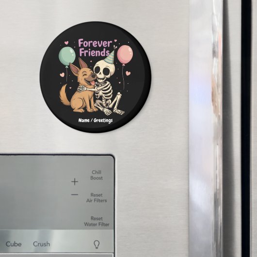 Niedliche Creepy Skeleton Hugging German Shepherd Magnet (In Situ (Kühlschrank))
