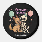 Niedliche Creepy Skeleton Hugging German Shepherd Magnet (Vorne)