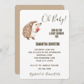 Niedliche Creme Brown Igel Hearts Babydusche Einladung (Vorne/Hinten)