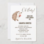 Niedliche Creme Brown Igel Hearts Babydusche Einladung (Vorderseite)