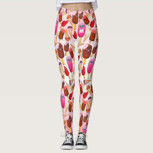 Niedliche Creme-Kon-Population Monogramm-Süßigkeit Leggings