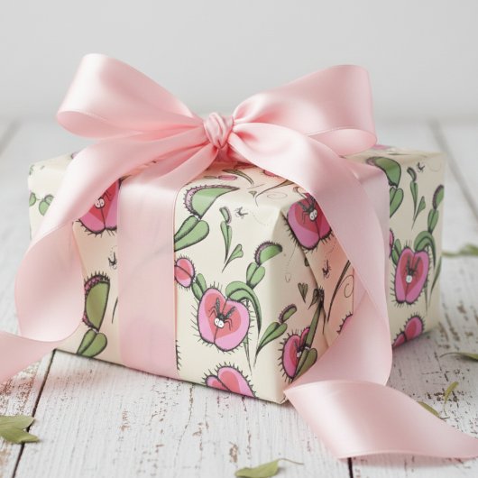 Niedliche Creme Venus Flytrap klebt auf Ihrer Lieb Geschenkpapier