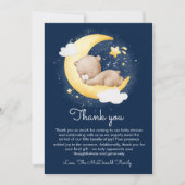 Niedliche Crescent Navy Moon Teddy Bear Baby Dusch Dankeskarte (Vorderseite)