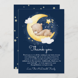 Niedliche Crescent Navy Moon Teddy Bear Baby Dusch Dankeskarte