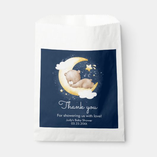 Niedliche Crescent Navy Moon Teddy Bear Baby Dusch Geschenktütchen (Vorderseite)