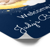 Niedliche Crescent Navy Moon Teddy Bear Baby Dusch Poster (Ecke)