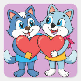 Niedliche Critter Paare Quadratischer Aufkleber