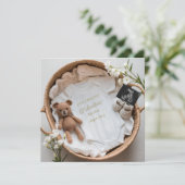 Niedliche Crochet-Schwangerschaftsneutralerklärung Einladung (Stehend Vorderseite)