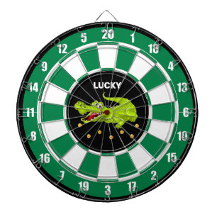 Niedliche Crocodile- und Goldmünzen auf Schwarz-We Dartscheibe