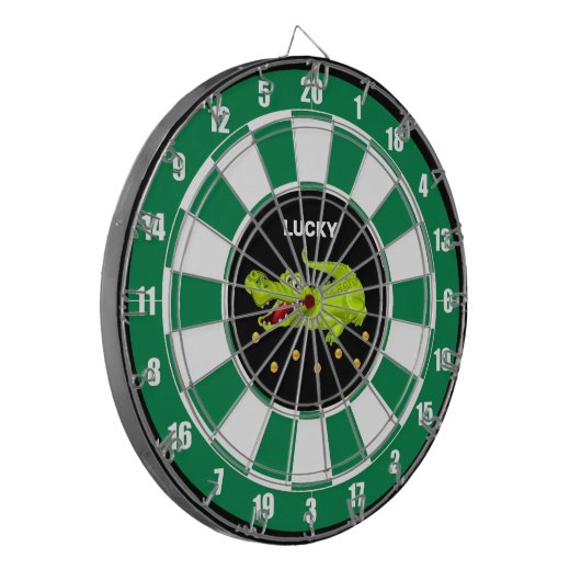 Niedliche Crocodile- und Goldmünzen auf Schwarz-We Dartscheibe (Vorderseite Links)