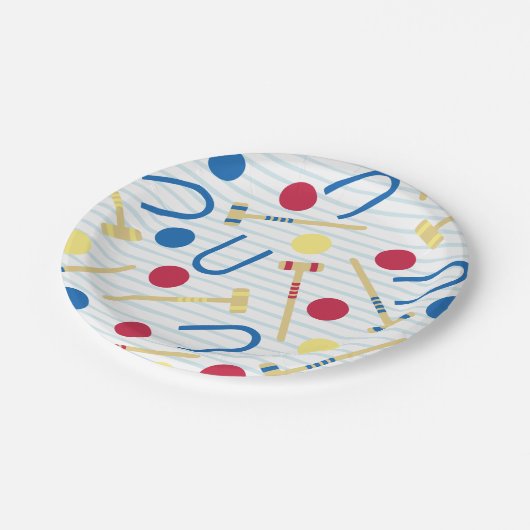 Niedliche Croquet Paper-Teller Pappteller (Schrägansicht)