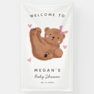 Niedliche Cub Bear Pink Babydusche Willkommen Banner