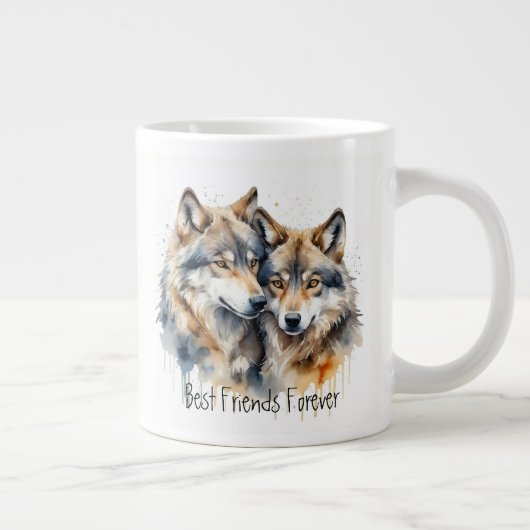 Niedliche Cuddling Wolves Die besten Freunde für i Jumbo-Tasse (Rechts)