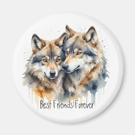 Niedliche Cuddling Wolves Die besten Freunde für i Magnet (Vorne)