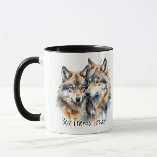 Niedliche Cuddling Wolves Die besten Freunde für i Tasse (Links)