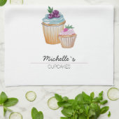 Niedliche Cup Cakes und Obst Aquarell Geschirrtuch (Gefaltet)