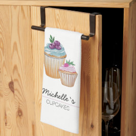 Niedliche Cup Cakes und Obst Aquarell Geschirrtuch