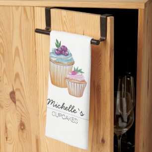 Niedliche Cup Cakes und Obst Aquarell Geschirrtuch