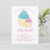Niedliche Cupcake Baby Sprinkle Dusche Einladung (Stehend Vorderseite)