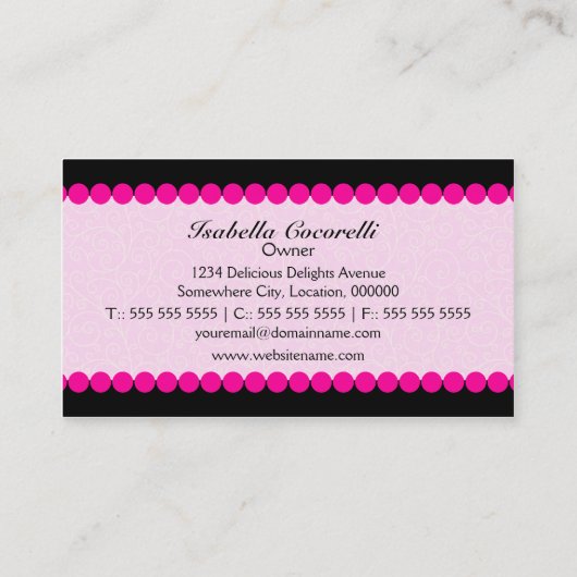 Niedliche Cupcake Bakery Business Cards Visitenkarte (Rückseite)