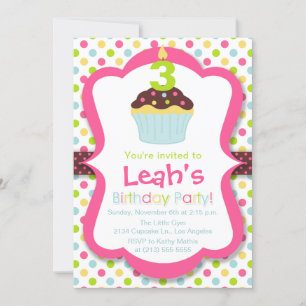 Niedliche Cupcake Candle Geburtstagsparty Einladun Einladung