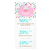 Niedliche Cupcake Discount Loyalty Cards Polka Dot