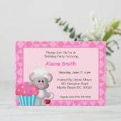 Niedliche Cupcake-Maus zum Geburtstag Einladung (Stehend Vorderseite)