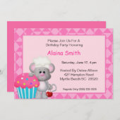 Niedliche Cupcake-Maus zum Geburtstag Einladung (Vorne/Hinten)