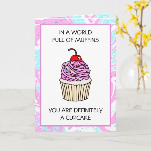 Niedliche Cupcake Pun Friendship Karte (Gelbe Blume)