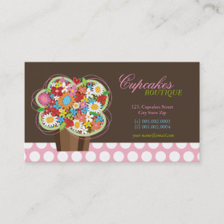 Niedliche Cupcake Spring Flowers Bakery Business C Visitenkarte