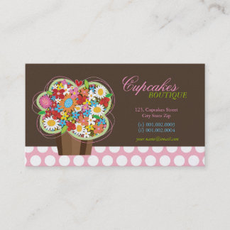 Niedliche Cupcake Spring Flowers Bakery Business C Visitenkarte