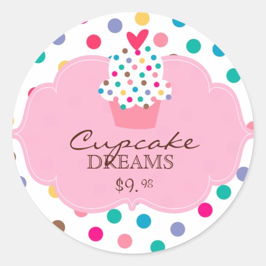 Niedliche Cupcake Stickers Polka Dot Pink (Vorderseite)