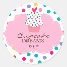 Niedliche Cupcake Stickers Polka Dot Pink