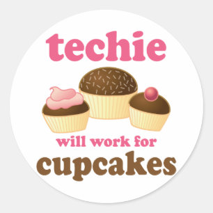 Niedliche Cupcake Techie Runder Aufkleber