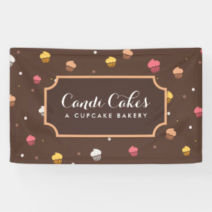Niedliche Cupcakes Bäckerei Muster Brown Banner