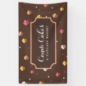 Niedliche Cupcakes Bäckerei Muster Brown Banner (Vertikal)