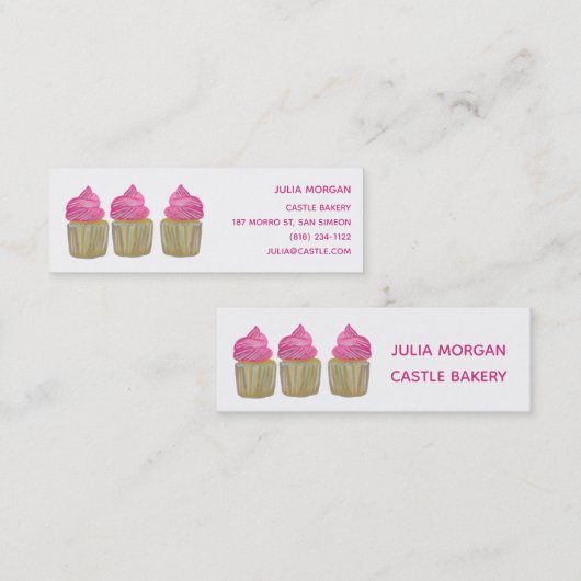 NIEDLICHE Cupcakes Backwaren Konditorei Koch Pink Mini Visitenkarte (Vorne/Hinten)