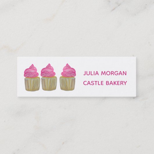 NIEDLICHE Cupcakes Backwaren Konditorei Koch Pink Mini Visitenkarte (Rückseite)