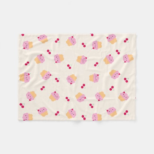 Niedliche Cupcakes/Cherries Fleecedecke (Vorderseite (Horizontal))