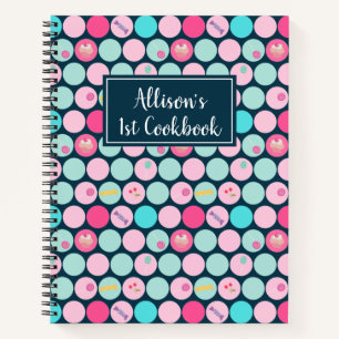 Niedliche Cupcakes Dots Muster 1. Kochbuch Notizblock