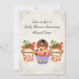 Niedliche Cupcakes Erntedank Fall Kinderdusche lad Einladung